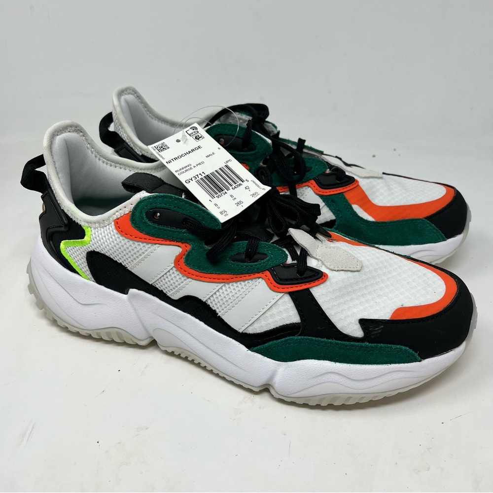 adidas Nitrocharge GY3711 Men’s 8.5 White Green Orange Cloudfoam Shoes NWT